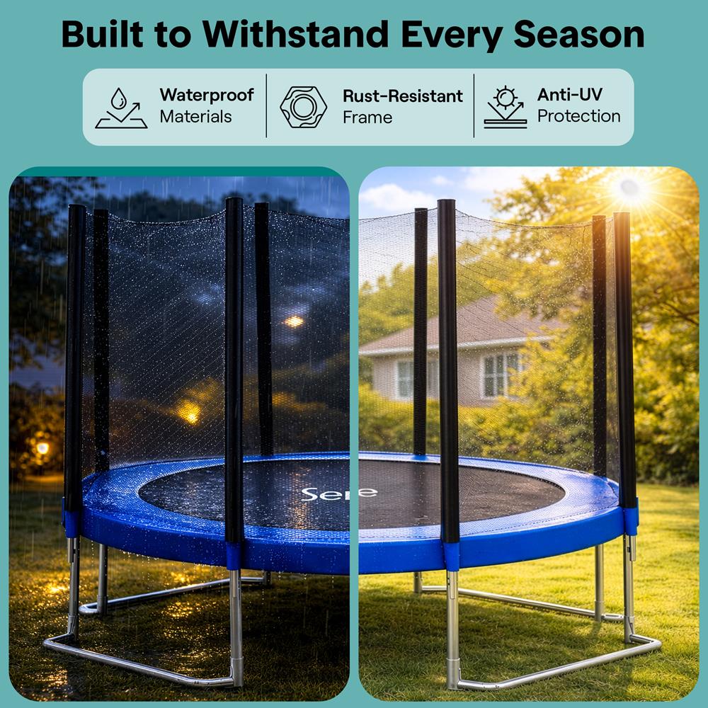 Serenelife Fitness 12FT Outdoor Trampolin Blau mit Netz