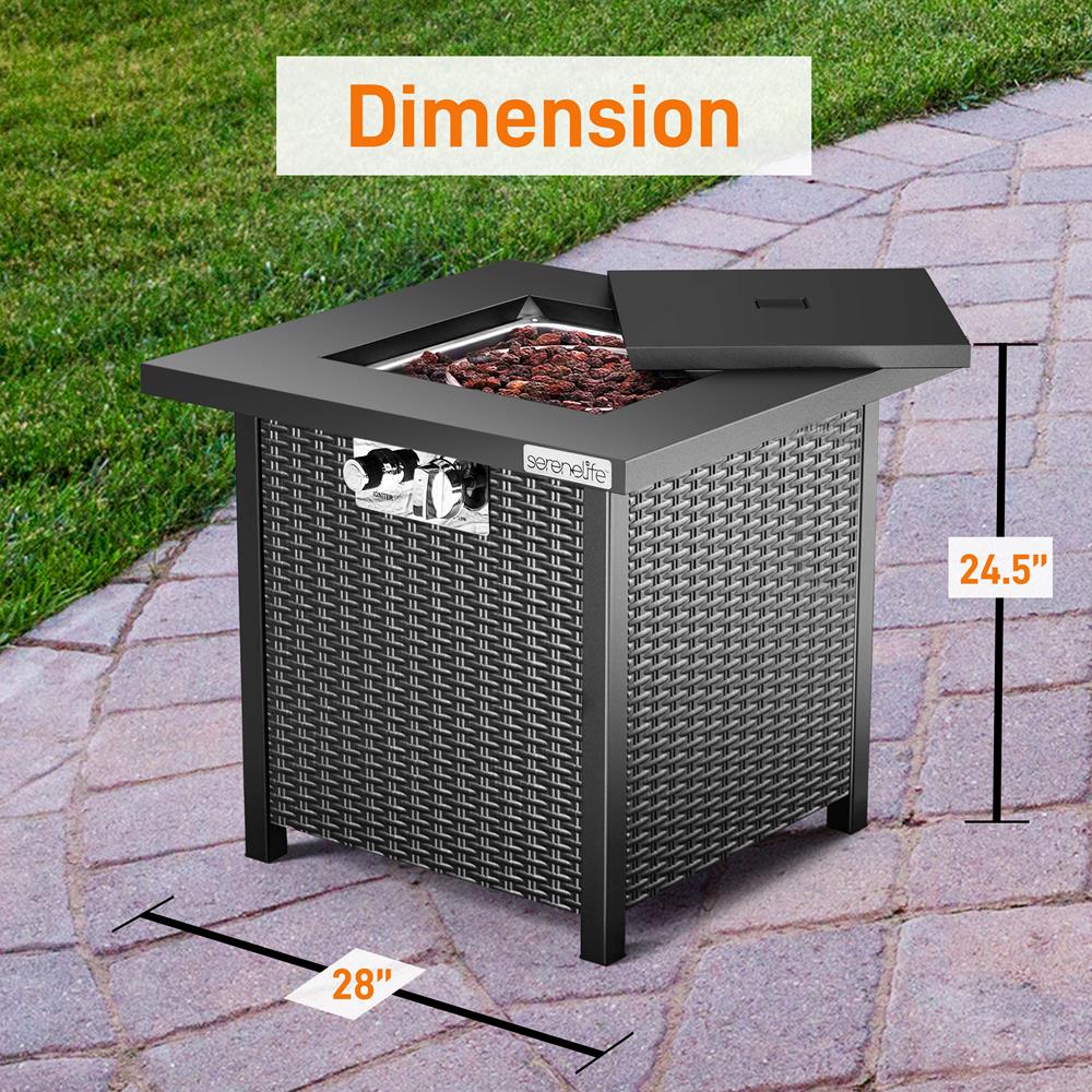 Serenelife Fire Pit Feuertisch Propan 40000 BTU 28" Metall