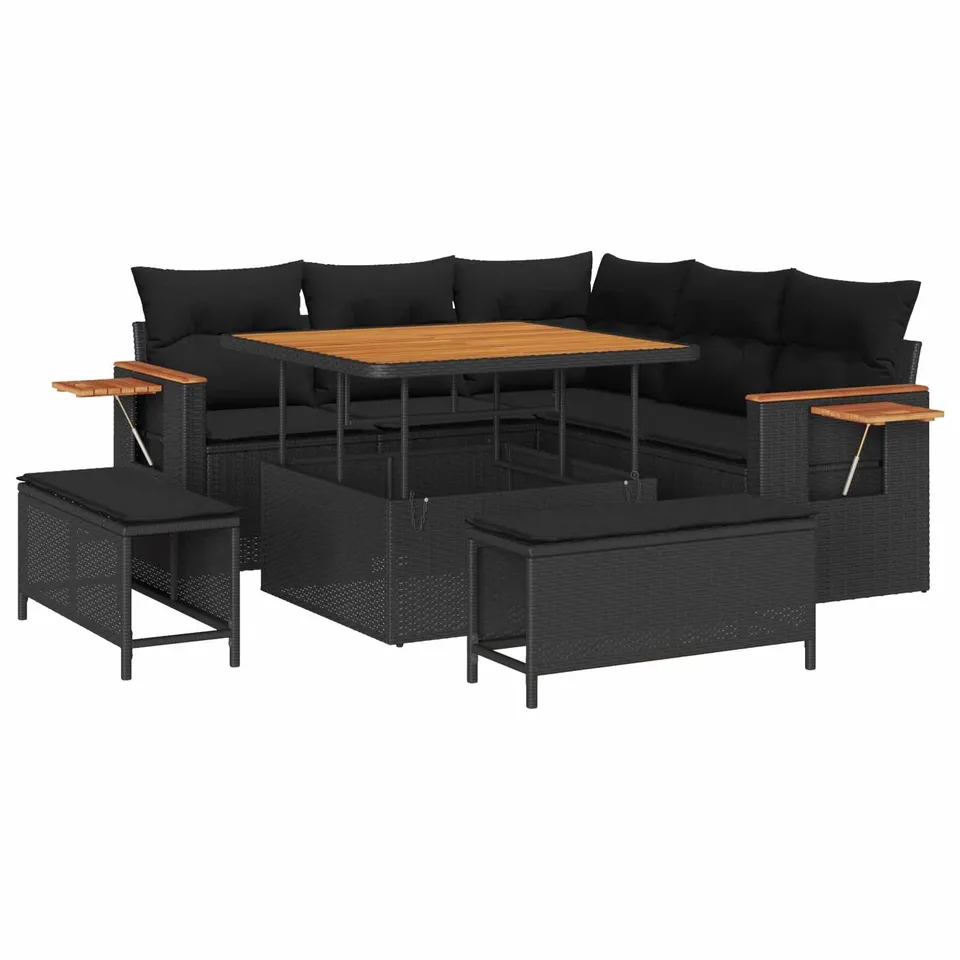 vidaXL Heim & Garten Gartensofa-Set 8-tlg Schwarz Poly-Rattan