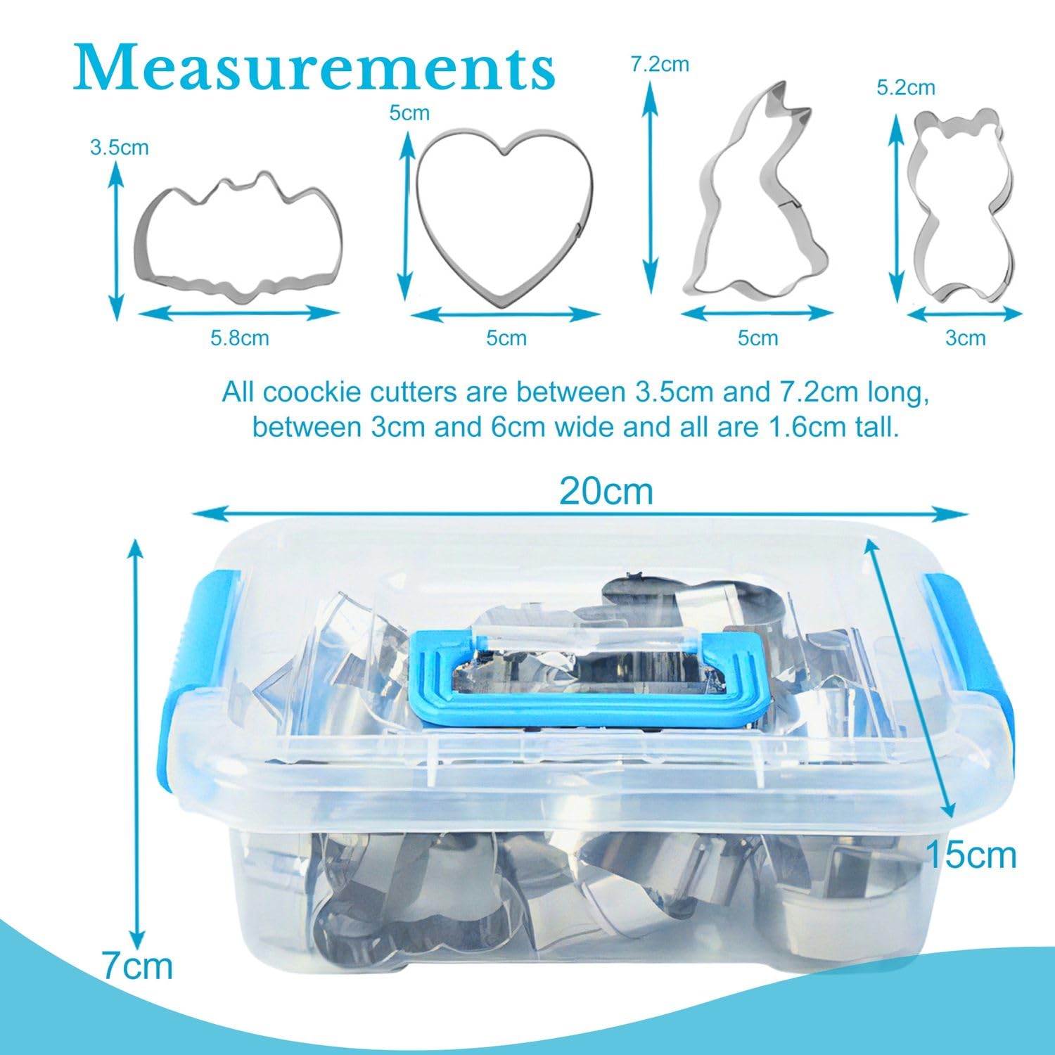Intirilife Küche Ausstechformen 20er-Set Edelstahl Box