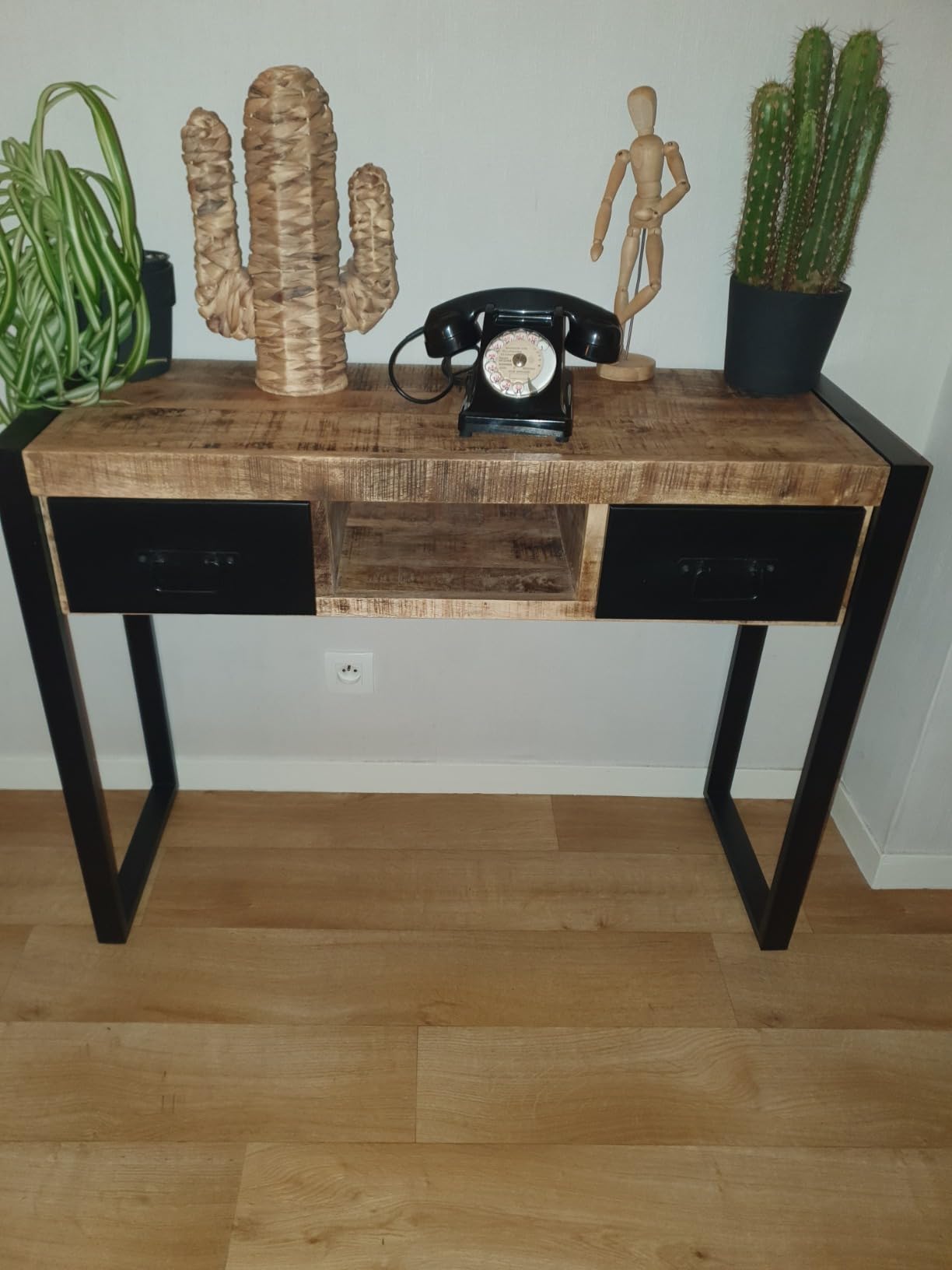 vidaXL Konsolentisch 100x35x75 Mango Massivholz mit Schubladen