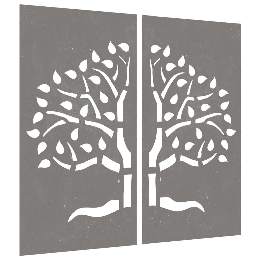 vidaXL Garten Wanddeko 2-tlg Cortenstahl Baum 105x155 cm