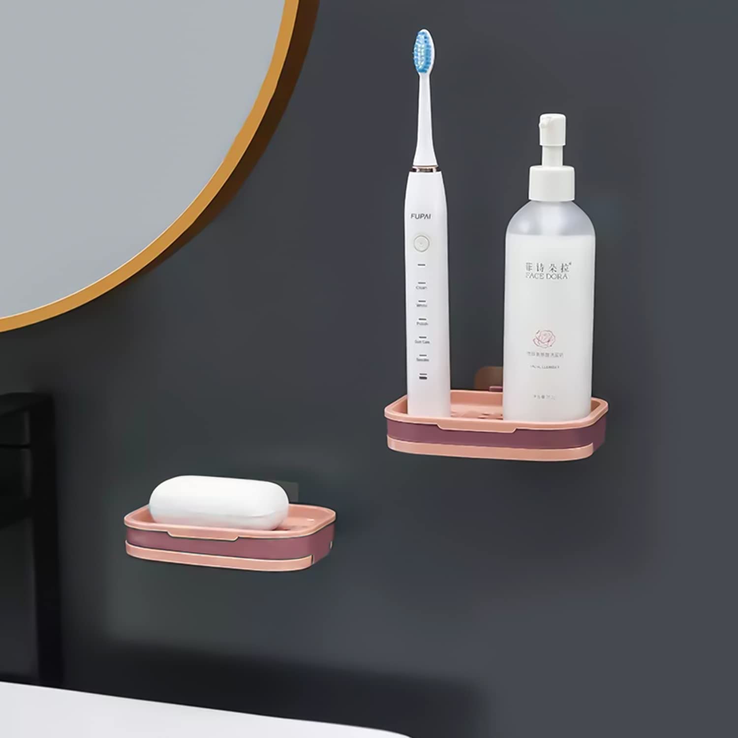 Intirilife Seifenschale Pink 13x9x2 cm zum Kleben