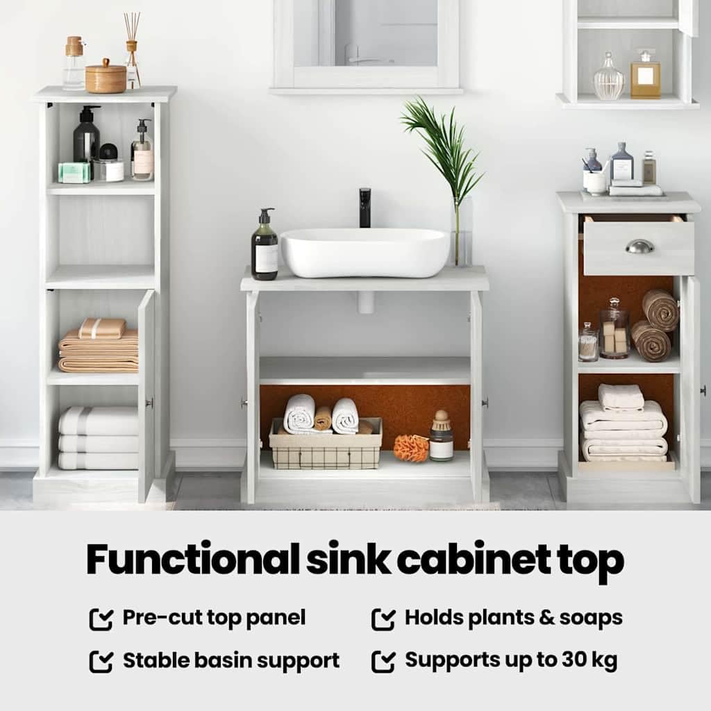 vidaXL Heim & Garten Badezimmermöbel-Set VIGO 5-tlg Antik Weiß Kiefer