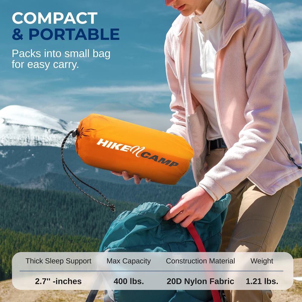 Serenelife Camping SLCPO Schlafmatte mit Kissen Orange