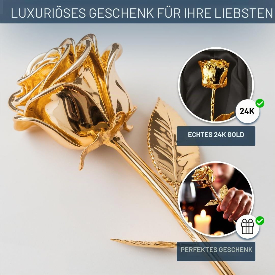 Mikamax Goldene Rose 24K Geschenk 30cm mit Box