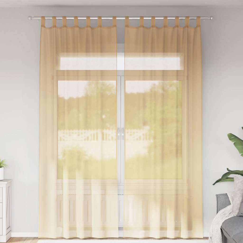 vidaXL Heim & Garten Voile Vorhänge 140x260 cm sandfarbe 2 Stk.