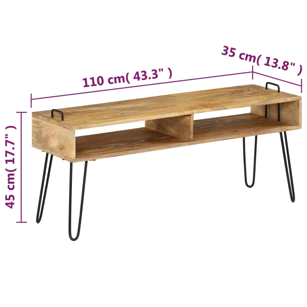 vidaXL TV-Tisch Mangoholz Stahl 110x35x45cm Industrial