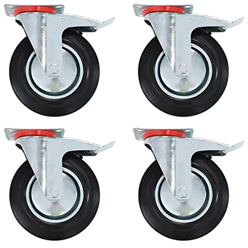 vidaXL Lenkrollen Doppelbremse 4 Stk 200 mm Gummi Möbelrollen