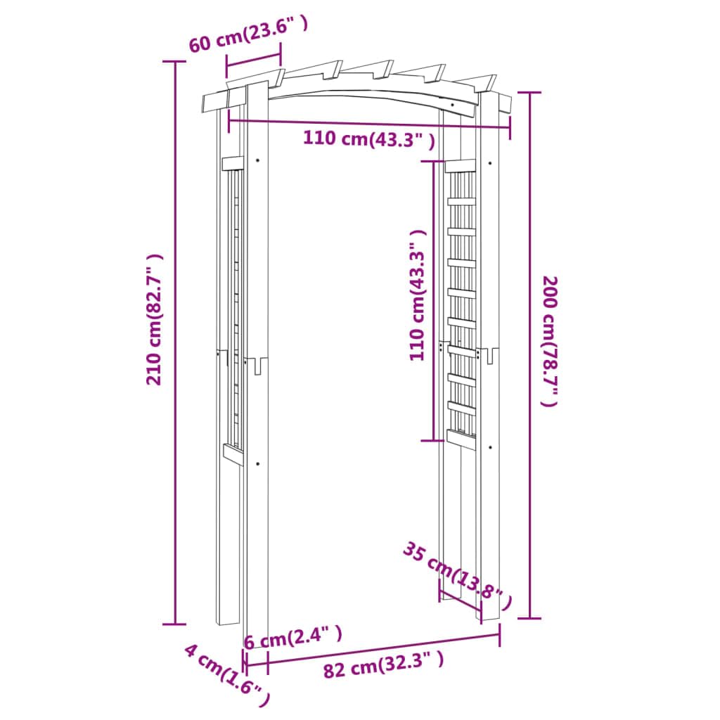 vidaXL Heim & Garten Rosenbogen 110x60x210 Kiefer Imprägniert