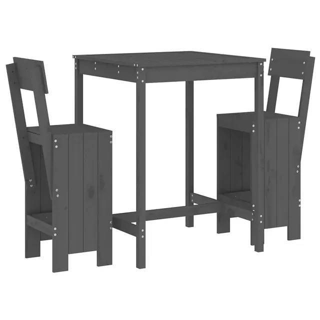 vidaXL Heim & Garten 3-tlg. Gartenbar-Set Holz Graue Kiefer