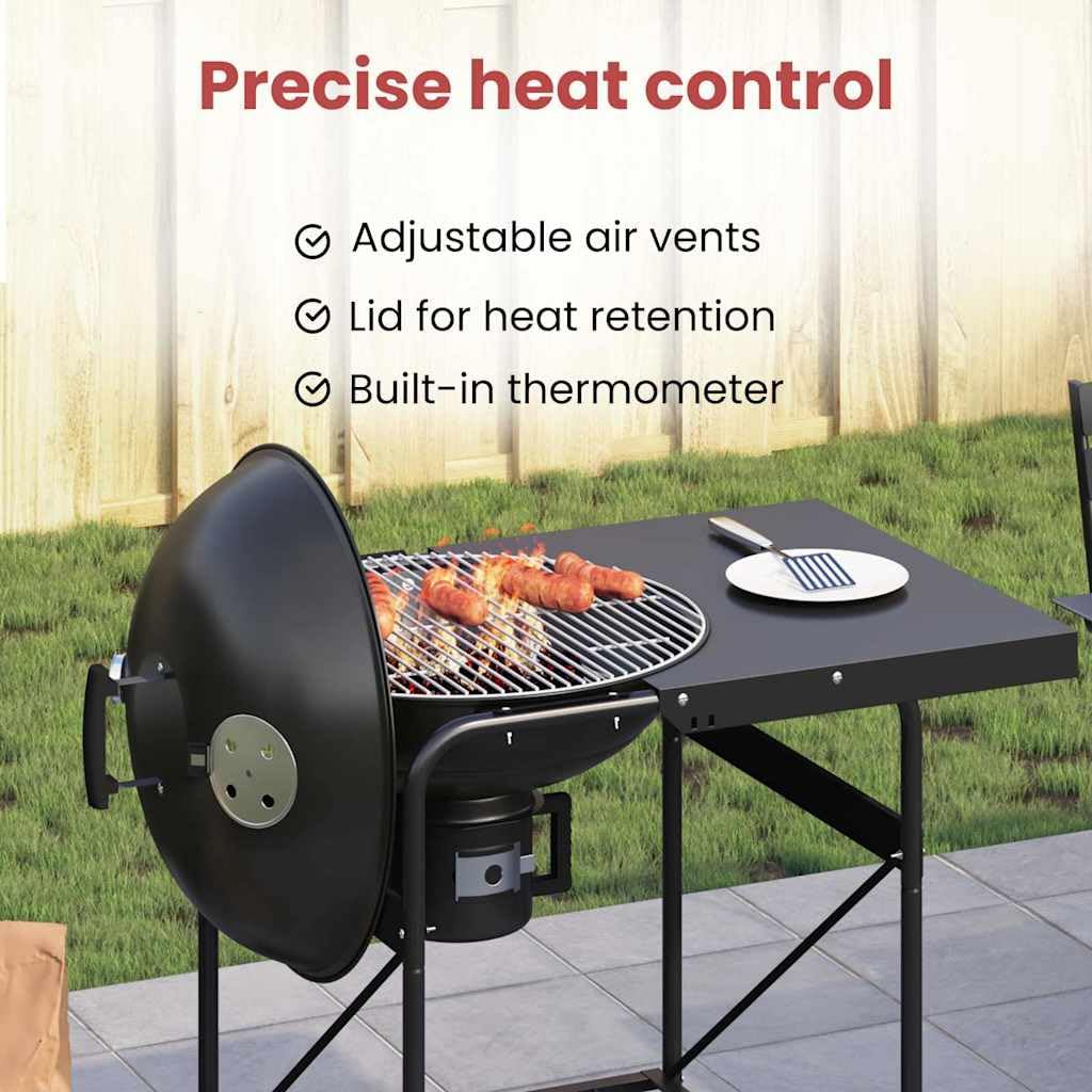 vidaXL Outdoor Grill Schwarz 91x71x107 cm Metall Rollen