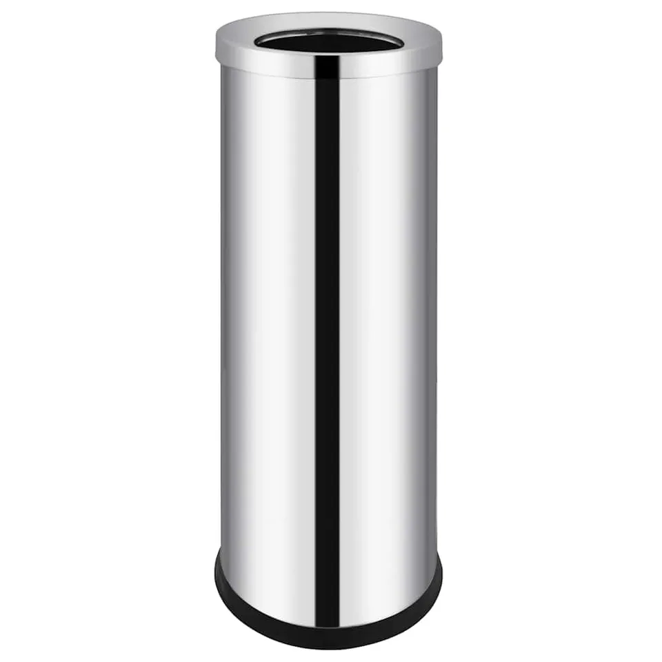vidaXL Mülleimer Edelstahl 32L Papierkorb silber 25,5x61 cm