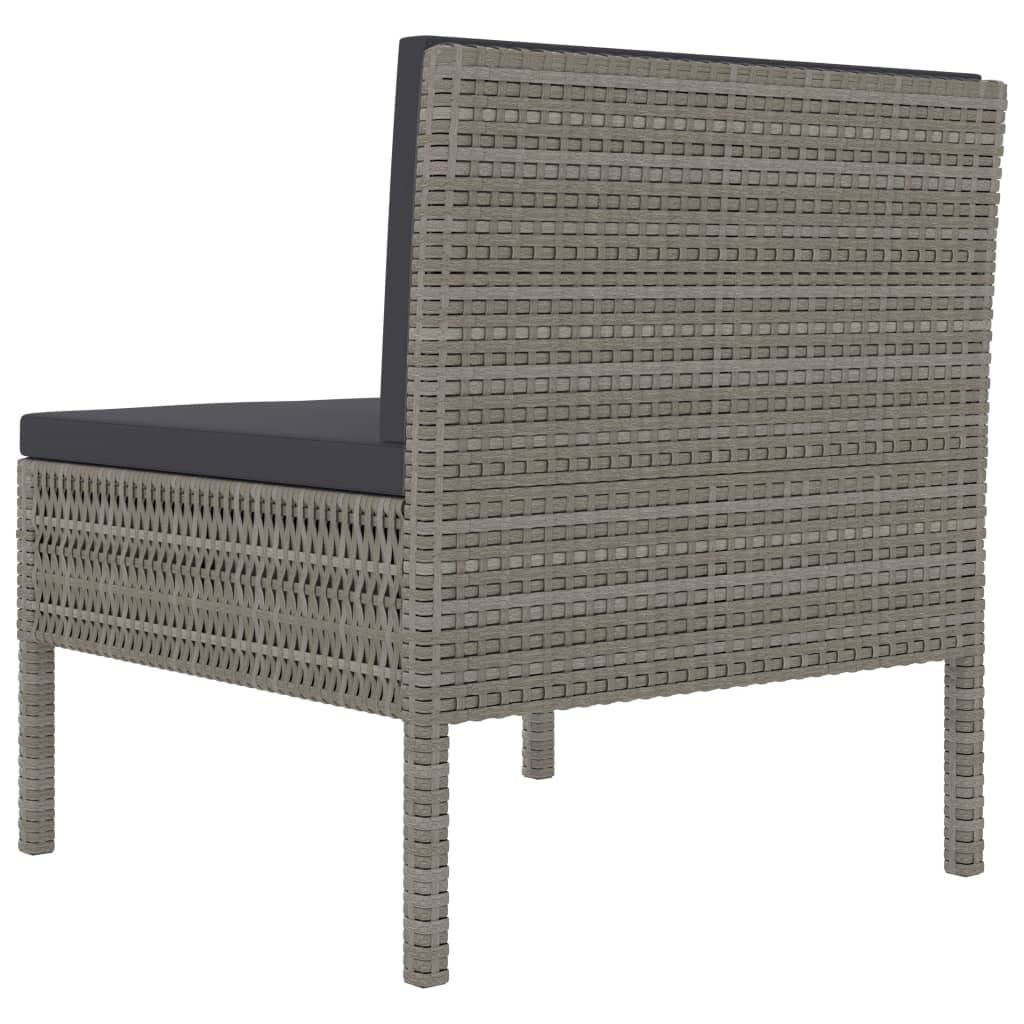 vidaXL Heim & Garten 3x Gartenstuhl Poly Rattan Grau mit Auflage