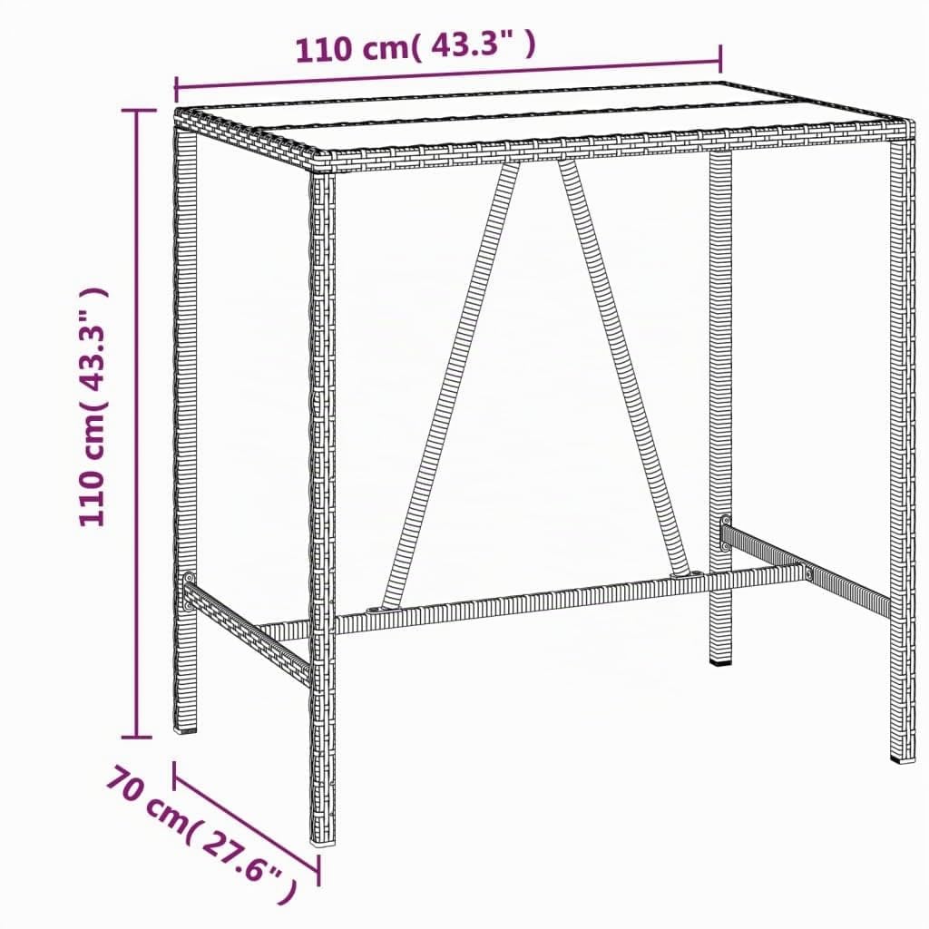 vidaXL Heim & Garten 5-tlg. Gartenbar-Set Braun Poly Rattan