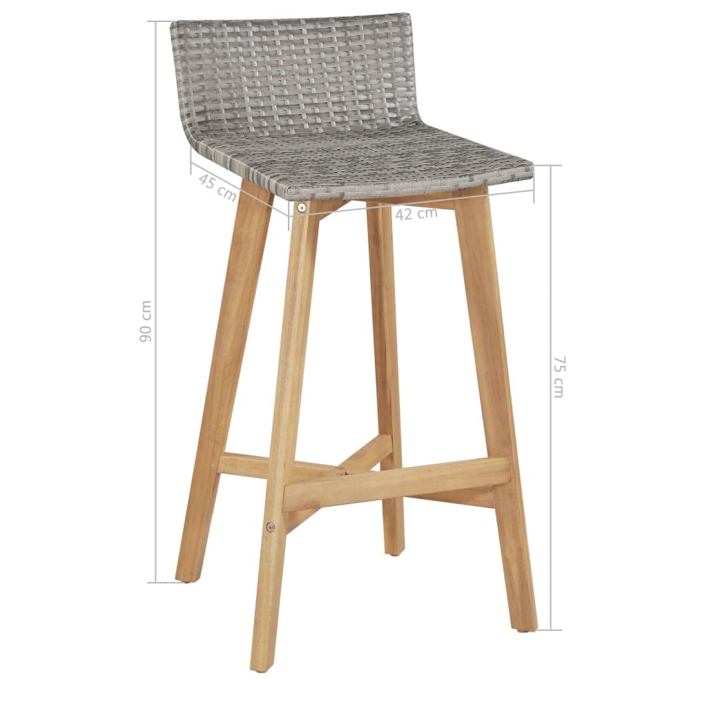 vidaXL Garten-Essgruppe 5-tlg. Akazie Bar-Set mit Rattan