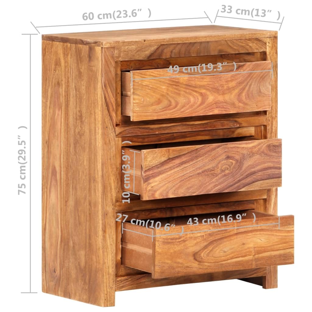 vidaXL Möbel Schubladenschrank 60x33x75 cm Akazie