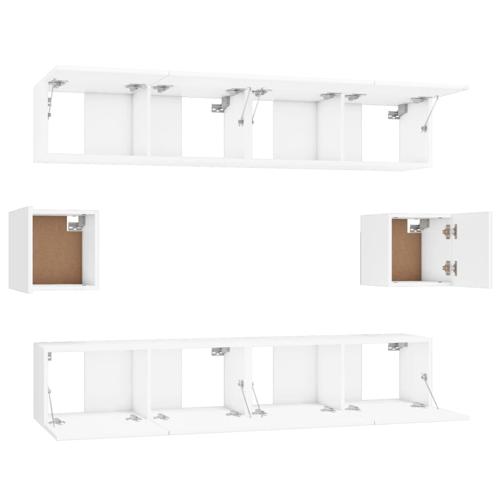 vidaXL TV-Schrank-Set 6-tlg Weiß Holzwerkstoff Wandmontage