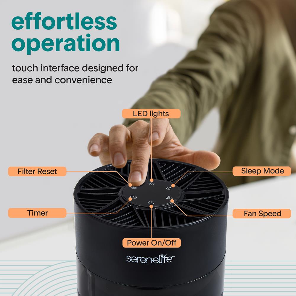 Serenelife Luftreiniger HEPA 13 schwarz Aroma Timer klein