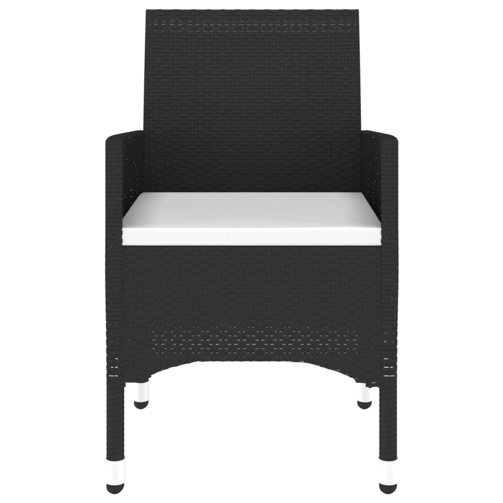 vidaXL Garten-Essgruppe 3-tlg Poly Rattan Schwarz Akazie