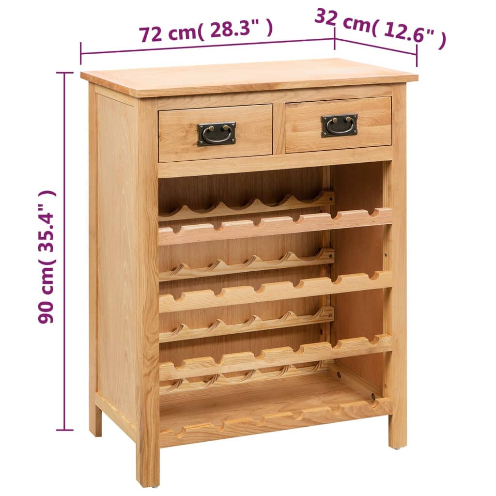 vidaXL Weinschrank 72x32x90 cm Eiche braun Massivholz