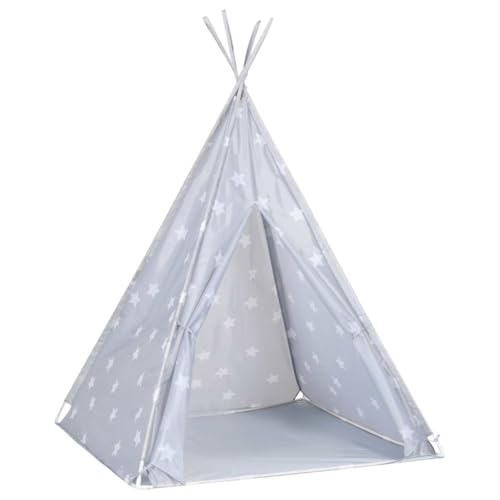 vidaXL Spielzeuge Spiele Kinder Tipi-Zelt Grau Polyester 115x115x160