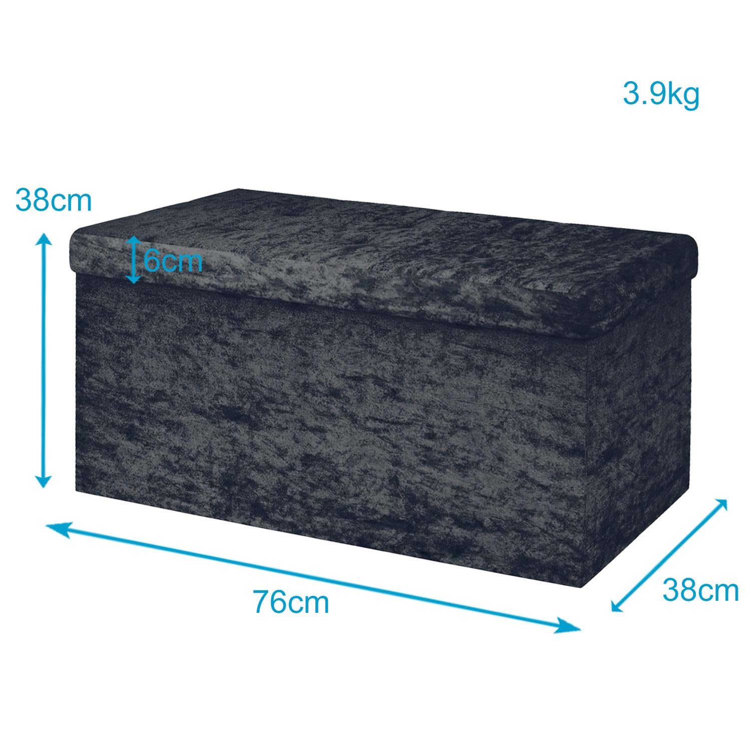 Intirilife Sitzbank Samt Schwarz 76x38x38cm Hocker Stauraum