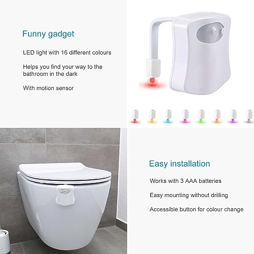 Intirilife Bad LED Toilettenlicht Weiß Bewegungsmelder 8 Farben