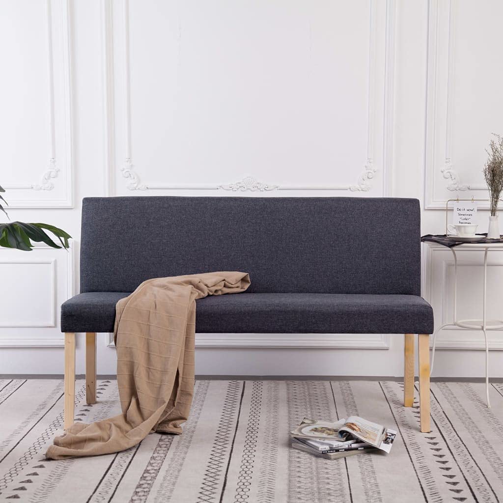 vidaXL Sitzbank 139,5 cm Dunkelgrau Polyester Kiefernholz