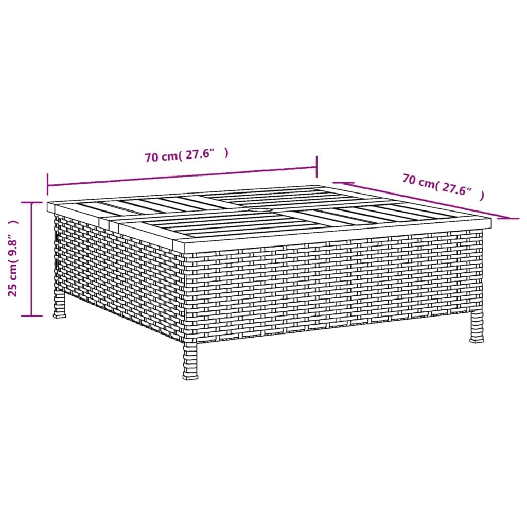 vidaXL Gartentisch Grau Rattan Akazienholz 70x70 cm kaufen