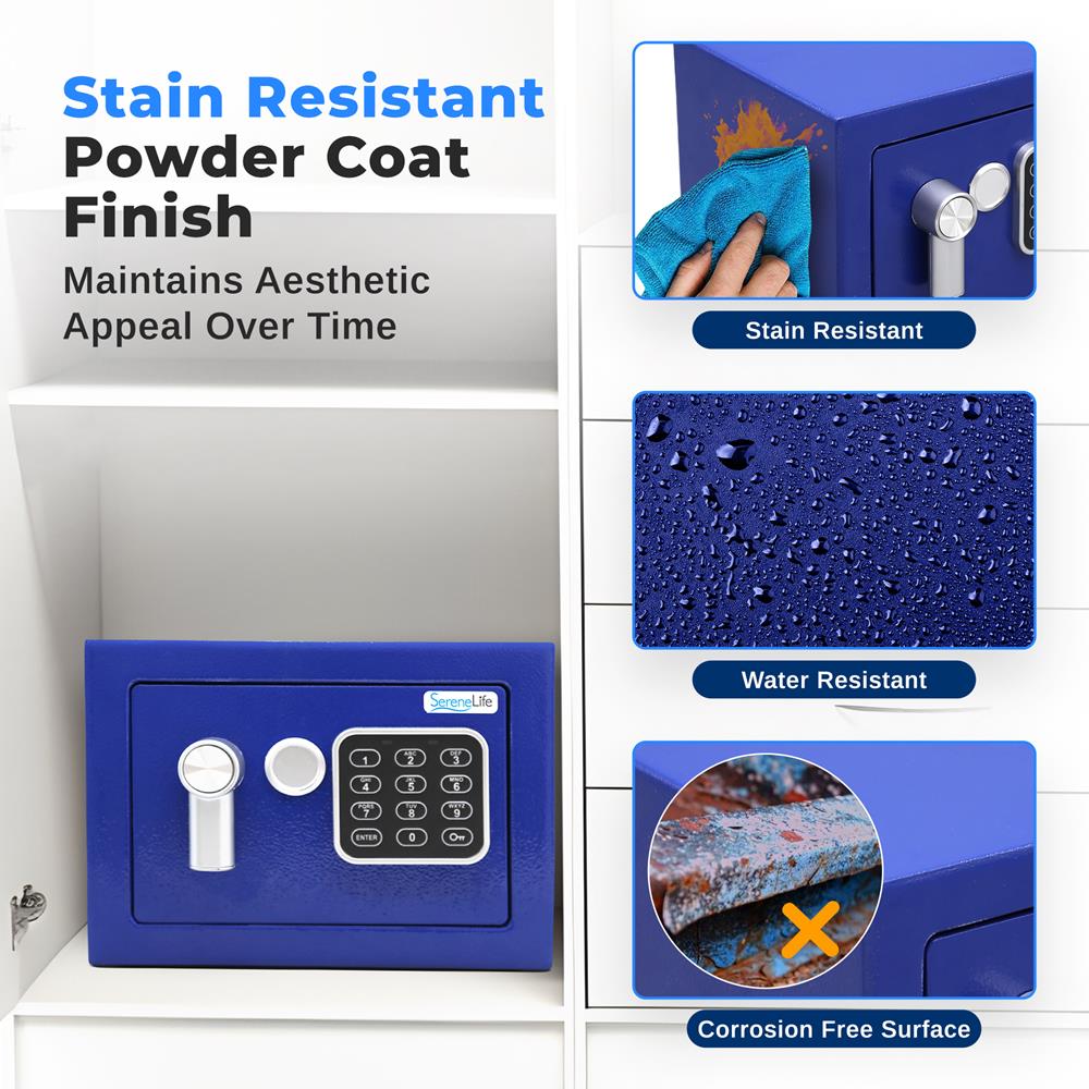 Serenelife Storage Tresor Digital Stahl Blau klein