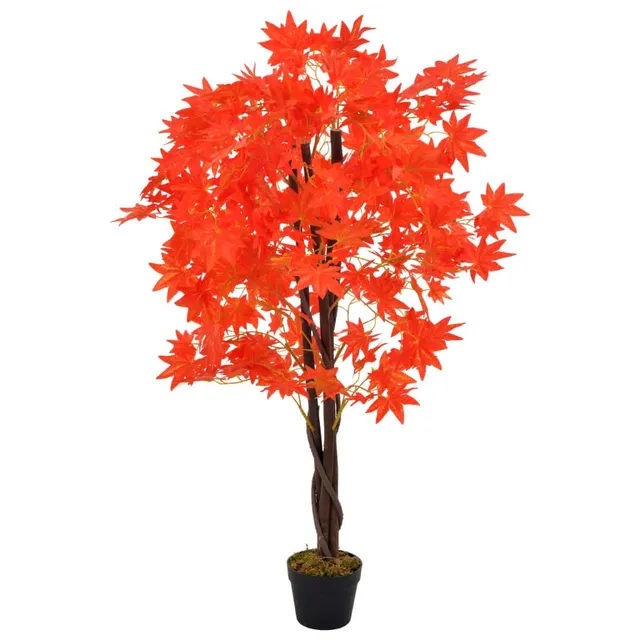 vidaXL Ahornbaum künstlich 120 cm Kunstpflanze Rot Topf