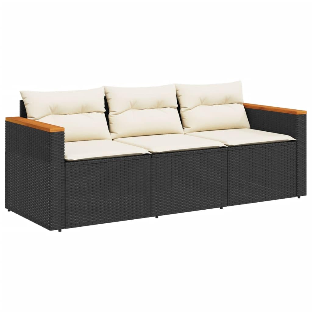 vidaXL Heim & Garten Gartensofa 3-Sitzer Poly Rattan Schwarz