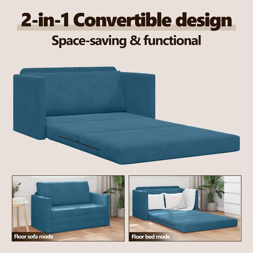 vidaXL Möbel Schlafsofa 124x71x78 cm Blau Samt umwandelbar