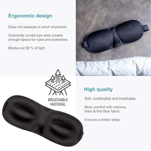 Intirilife Augenmaske Schwarz 26x9x2 cm Schlafmaske ergonomisch