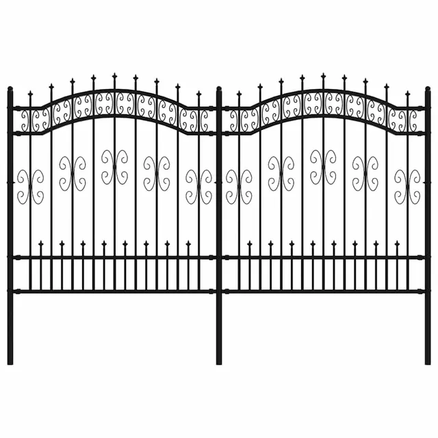 vidaXL Gartenzaun KAMPEN Schwarz 240 cm Stahlzaun