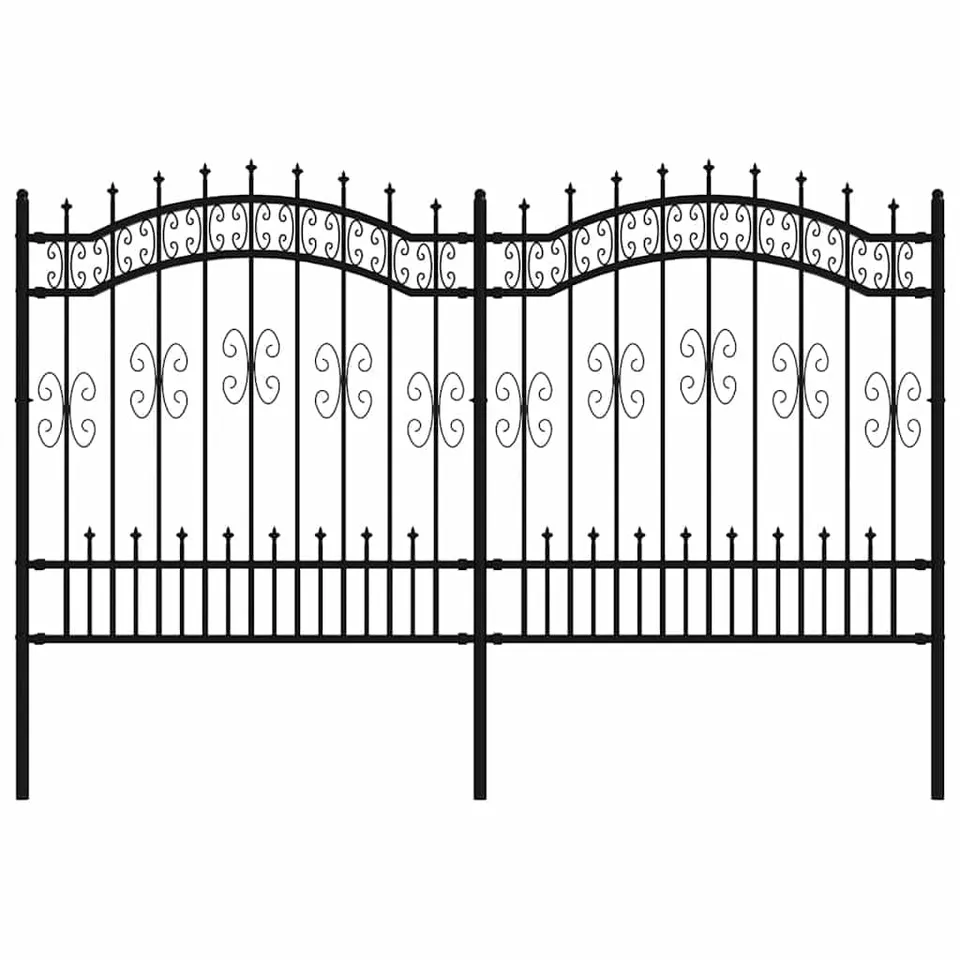 vidaXL Gartenzaun KAMPEN Schwarz 240 cm Stahlzaun