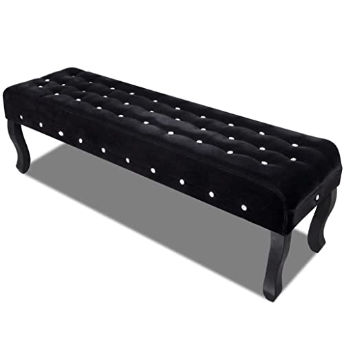 vidaXL Sitzbank Schwarz Samt 157 cm Kristallknöpfe