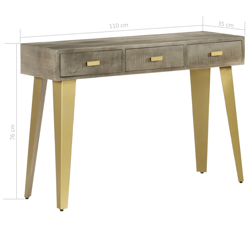 vidaXL Möbel Konsolentisch 110x35x76 Grau Mango 3 Schubladen