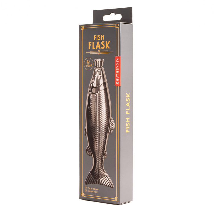 Kikkerland Kitchen Fish Flask Flachmann Edelstahl Fisch