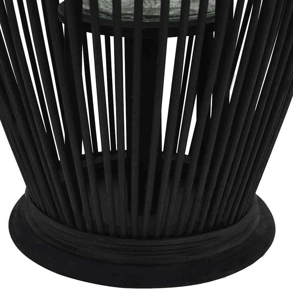 vidaXL Kerzenleuchter Bambus Schwarz 60 cm Hängelaterne Glas