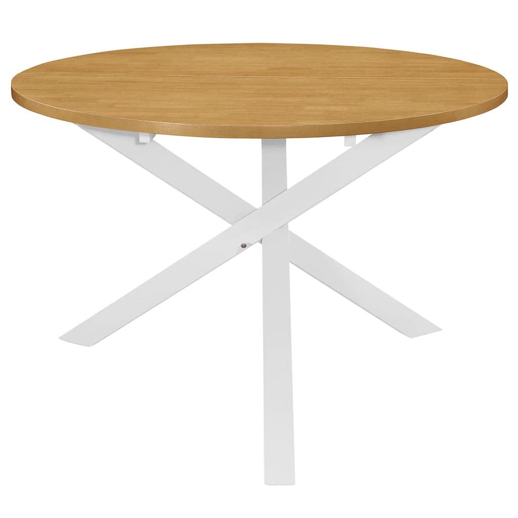 vidaXL Möbel Esstisch rund 120x75 cm Weiß Braun Holz
