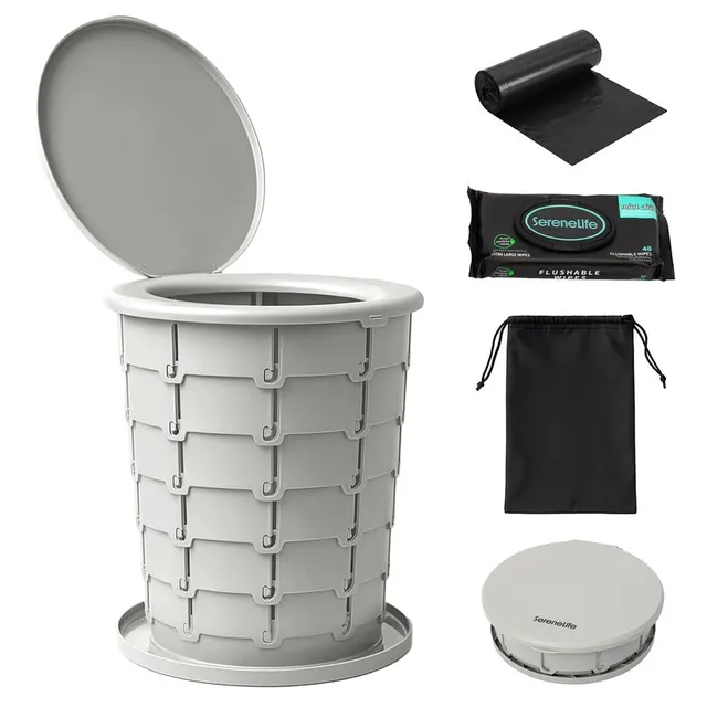 Serenelife Camping Toilette Faltbar Grau mit Tasche