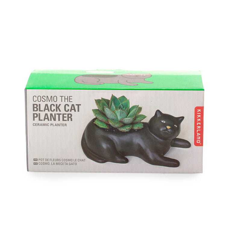 Kikkerland Home Cosmo Blumentopf schwarze Katze Porzellan
