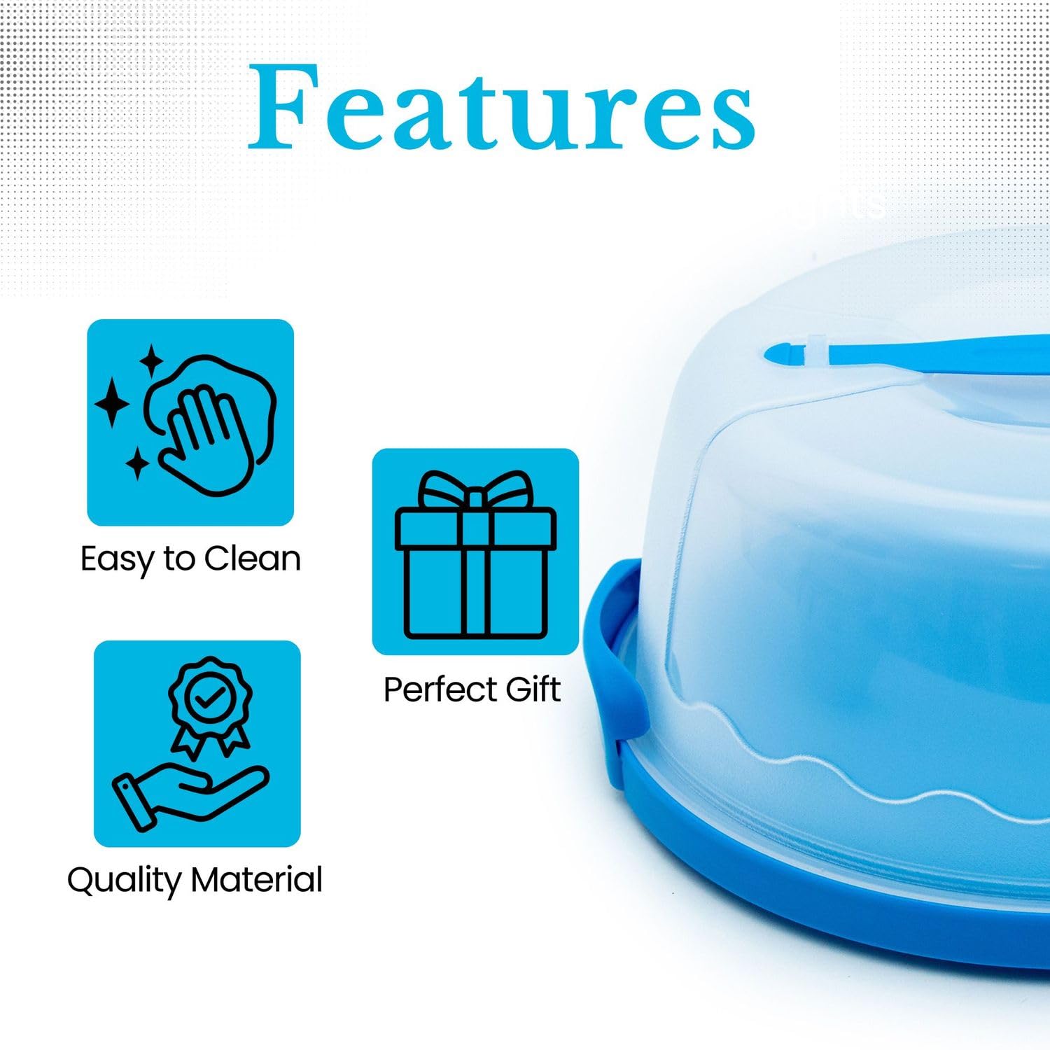 Intirilife Kuchenbox Rund Blau Kunststoff 29,8 cm mit Griff