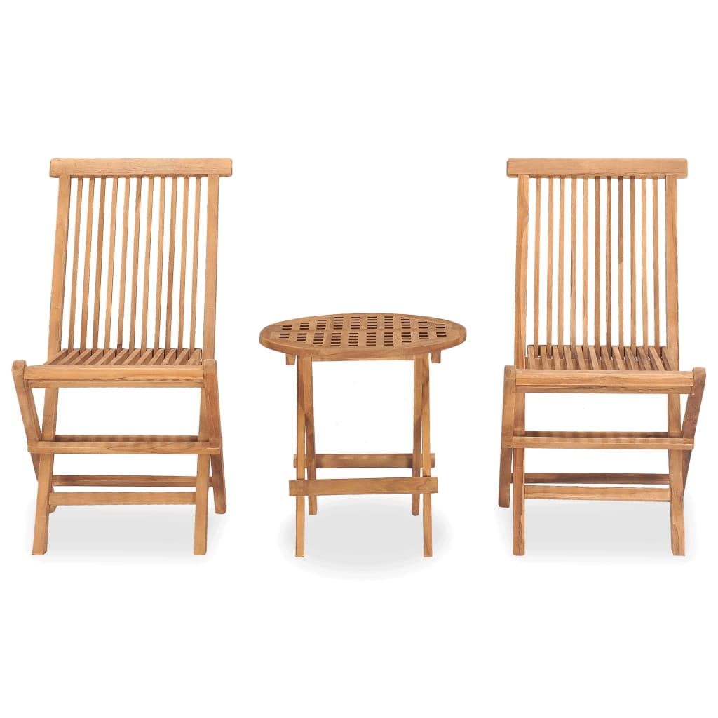 vidaXL Gartenmöbel Set 3-tlg Teak rund klappbar