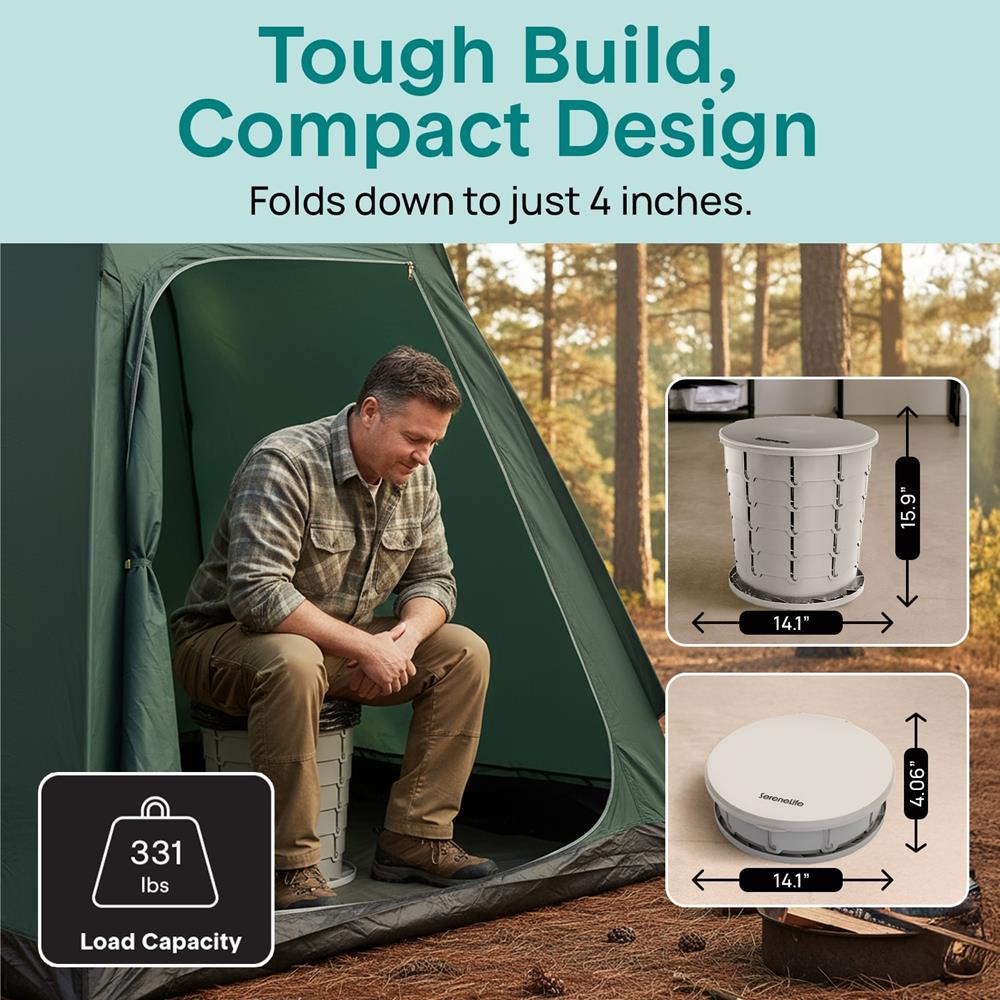 Serenelife Camping Toilette Faltbar Grau mit Tasche