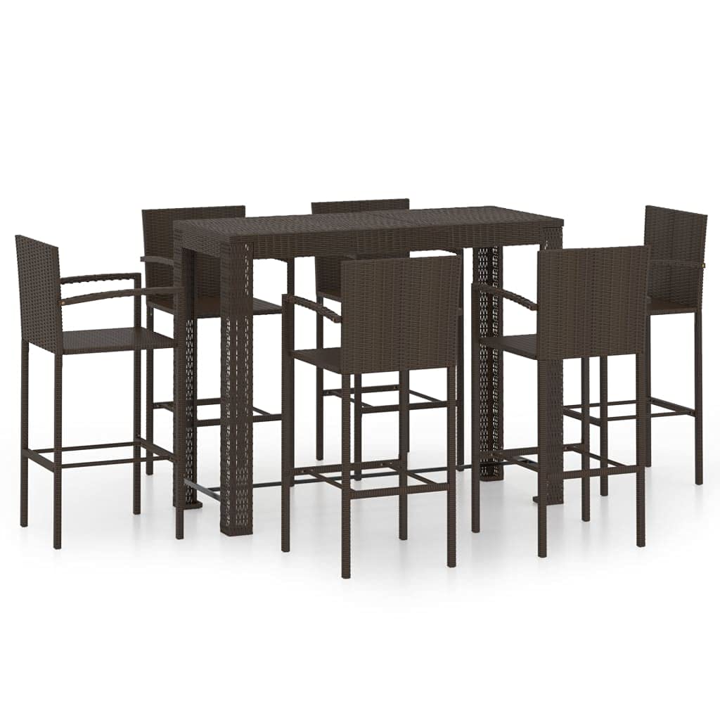 vidaXL Heim & Garten Gartenbar-Set 7-tlg braun Rattan