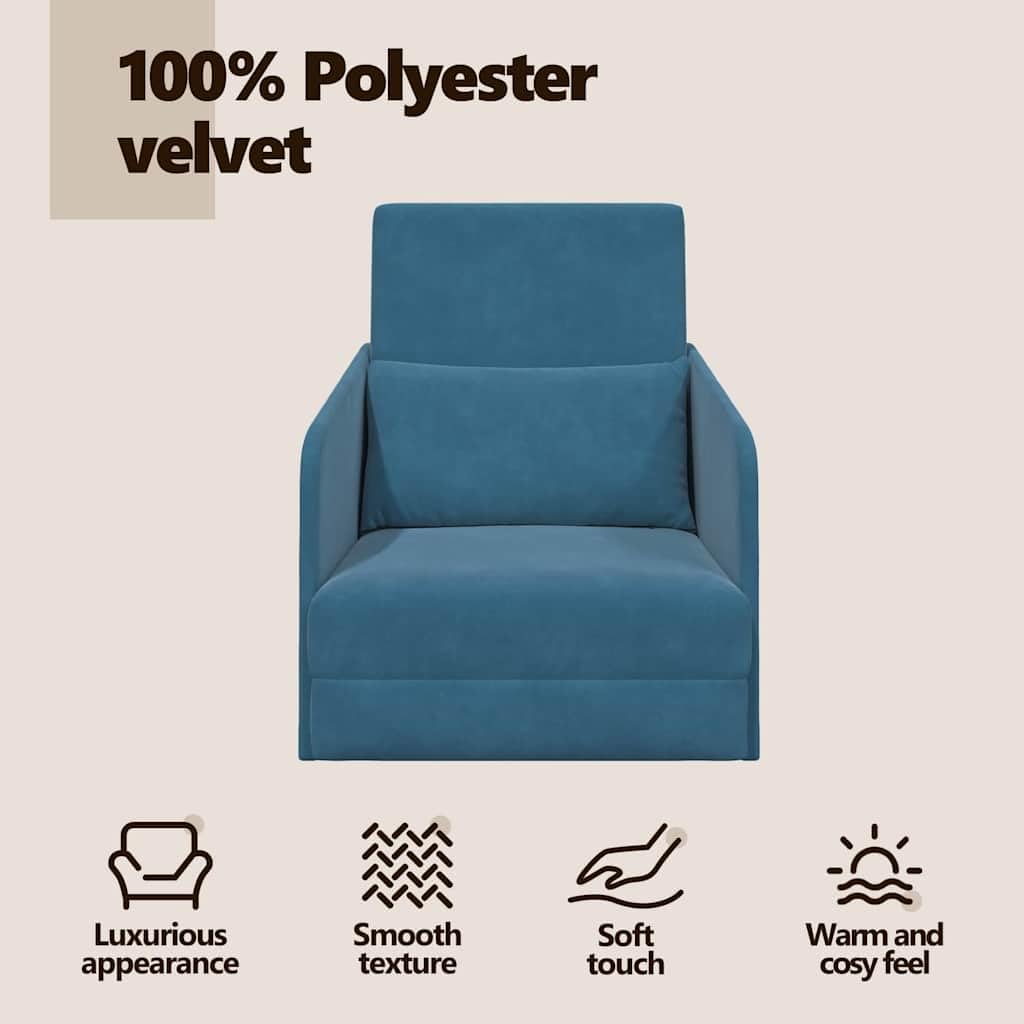 vidaXL Schlafsofa Samt Blau 65x80x83 cm Bodensofa