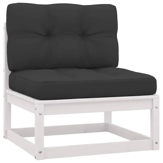 vidaXL Heim & Garten Mittelsofa Kiefer Weiß mit Anthrazit Kissen